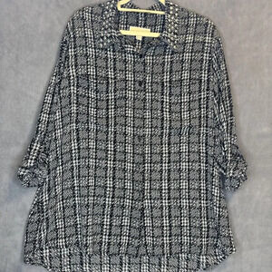 Michael Michael Kors Button Up Top Studded Snake Semi Sheer Blouse Plus Size 3X